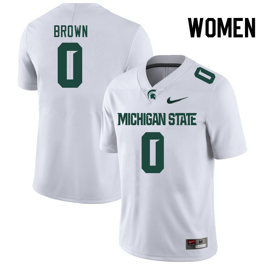 Women #0 Alante Brown Michigan State Spartans College Football Jerseys Stitched Sale-White